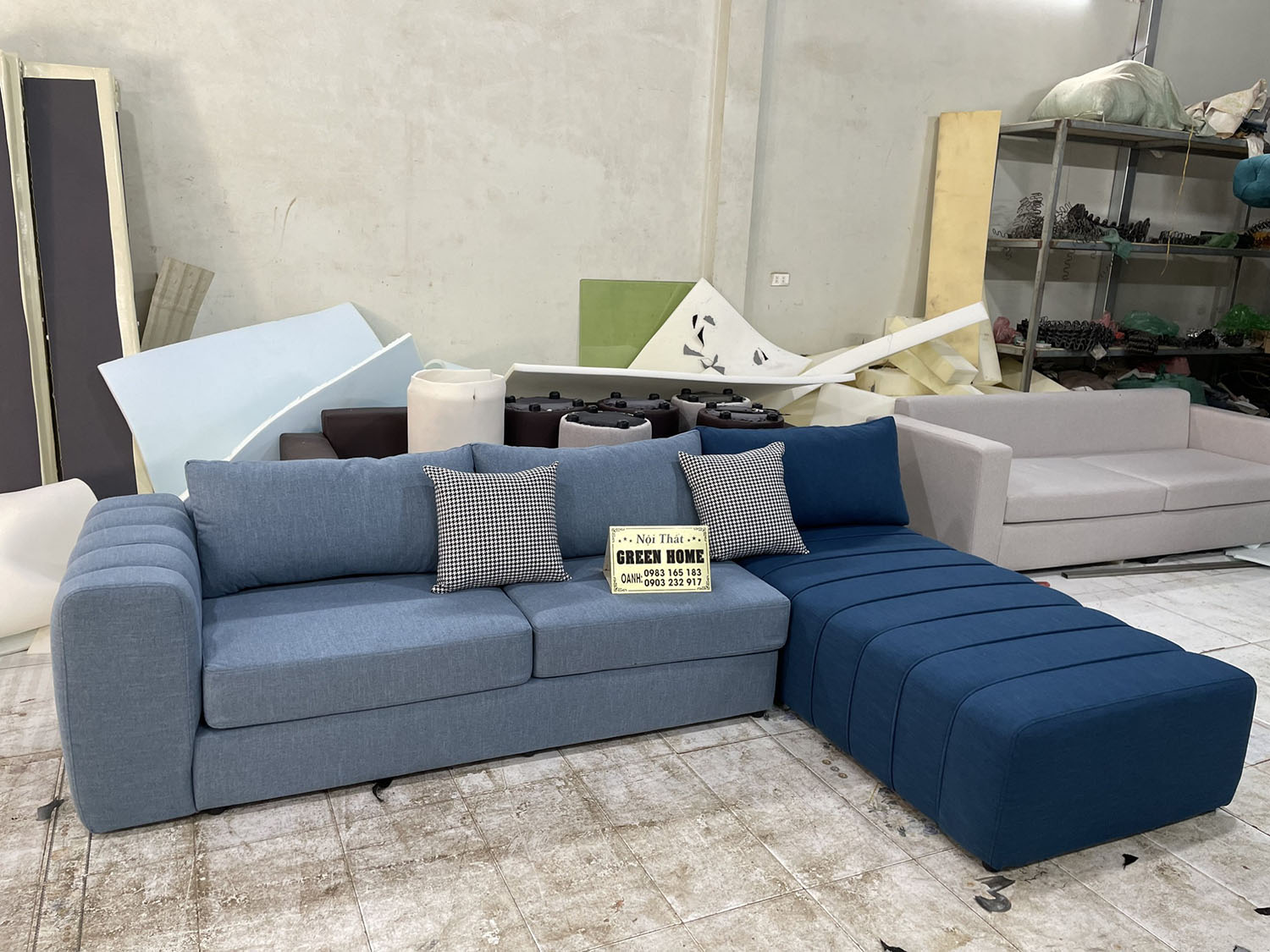 Sofa góc L vải nỉ khung keo dày dặn